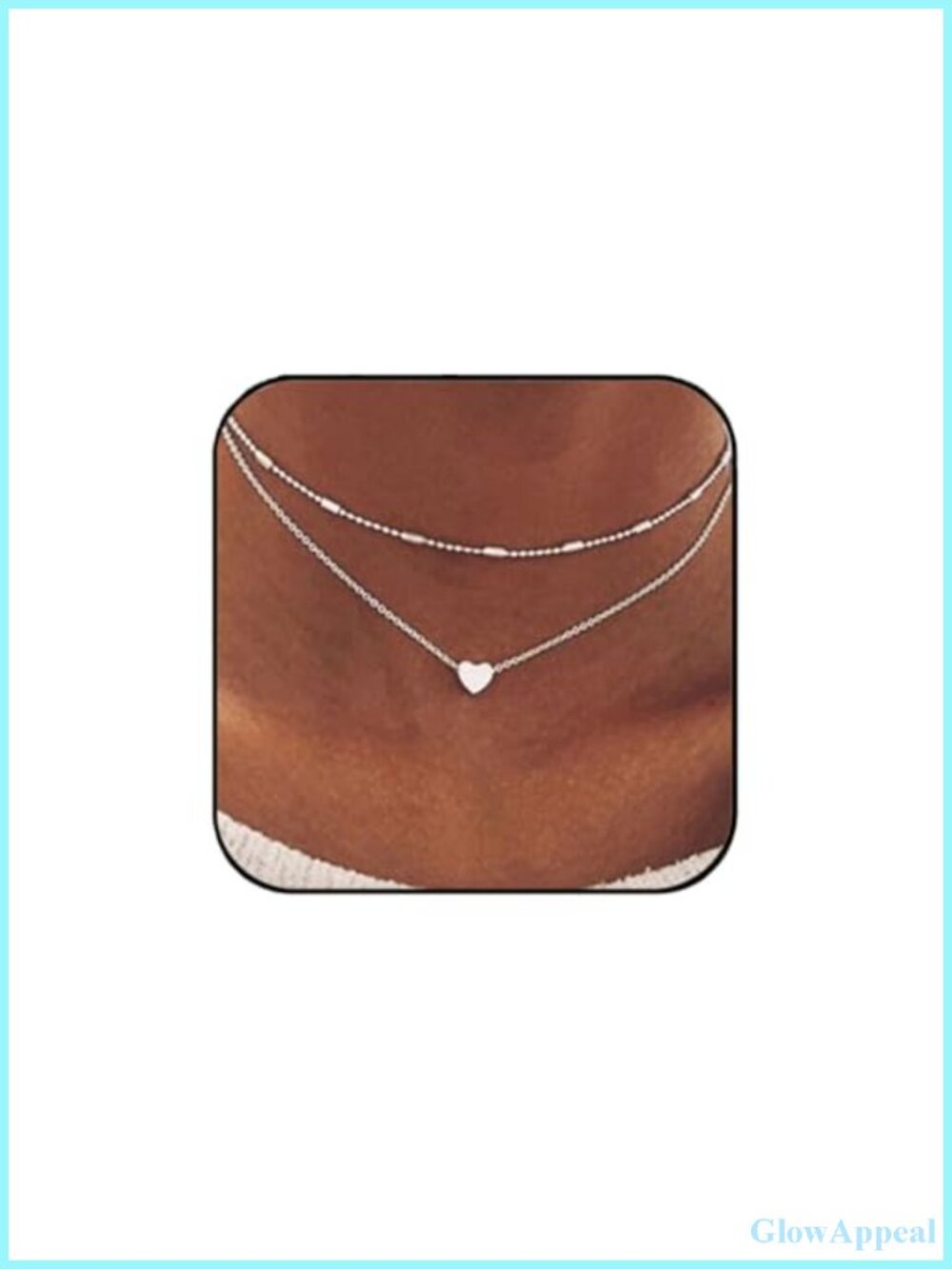 Silver Choker Necklace Heart Pendant Layered Dainty 18K Silver Plated